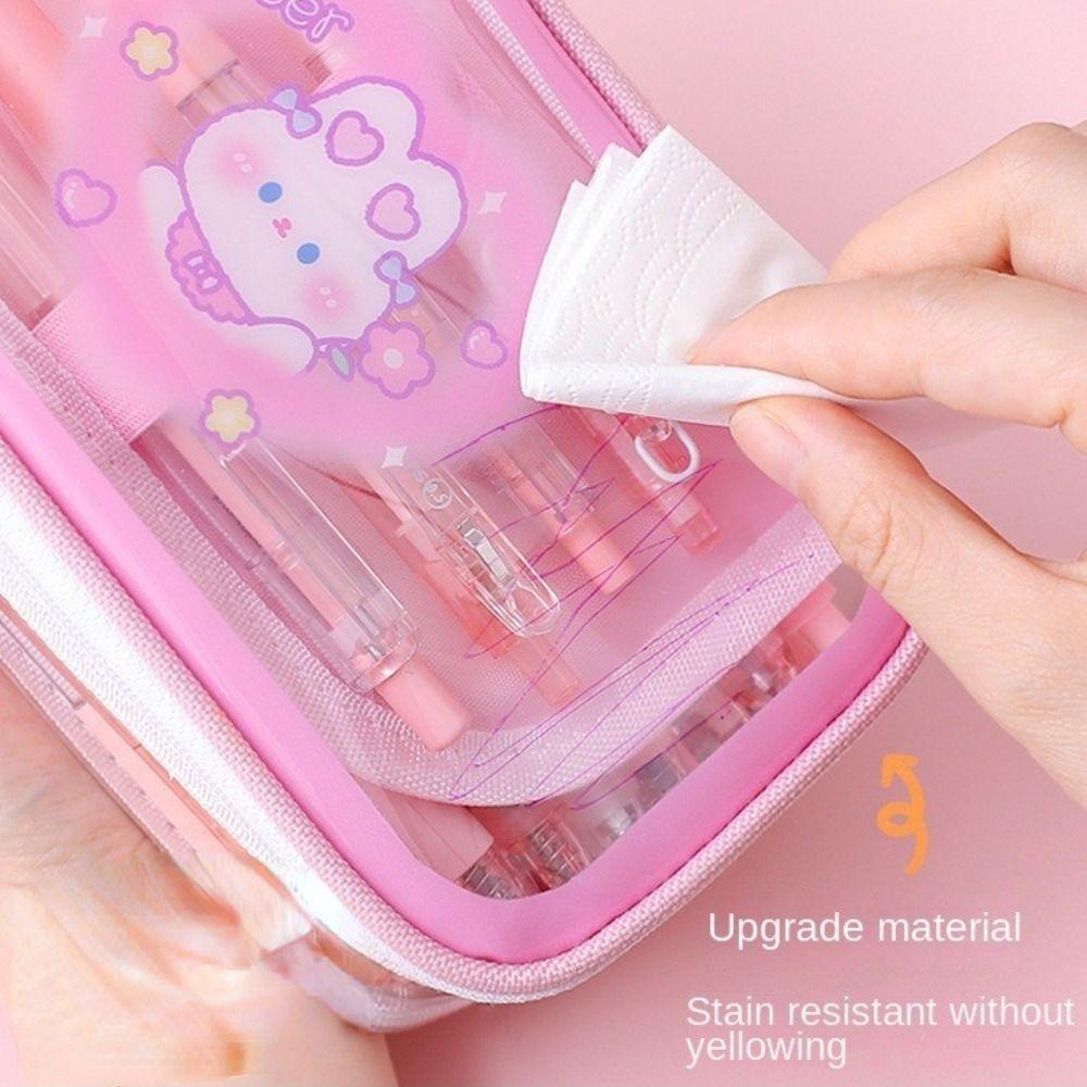 Túi Đựng Bút Bằng PVC Có Khóa Kéo Phong Cách Hàn Quốc