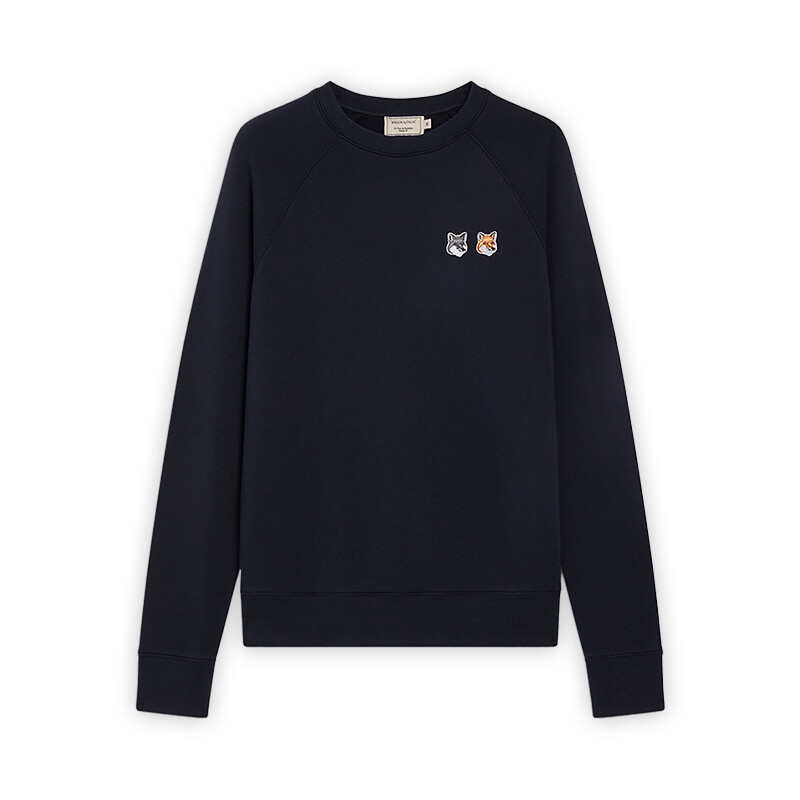 Áo Sweater Tay Dài Cổ Tròn Có Nhãn Dán Hai Đầu Maison Kitsune2022 Cho Cặp Đôi
