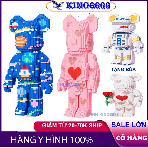 xếp hình le.go Gấu Bearbrick phi hành gia jinx ironman cỡ lớn 36cm Đồ chơi lắp ráp mô hình bear brick nano 3D