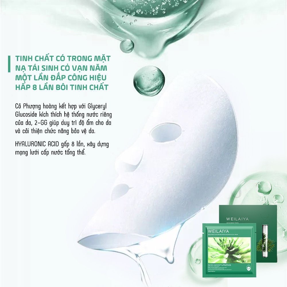 MẶT NẠ CỎ VẠN NĂM WEILAIYA , TÁI SINH LÀN DA , CẤP ẨM SƯỚT 4 NGÀY , DA CĂNG BÓNG , ĐÀN HỒI , TRẺ HÓA, XÓA NHĂN
