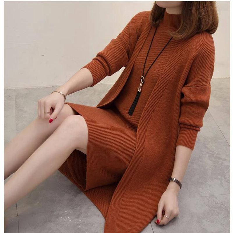 Set Đầm Sát Nách Dáng Dài Và Áo Khoác cardigan Len Thời Trang Cho Nữ 1007