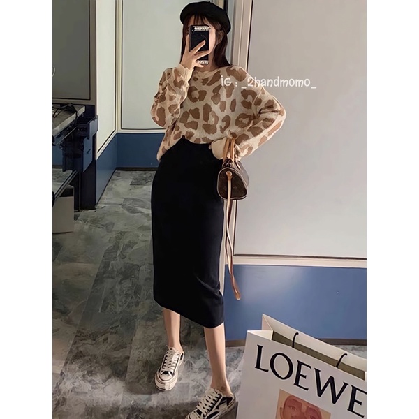 Áo Len Nữ Cổ Tròn Da Báo 2hand