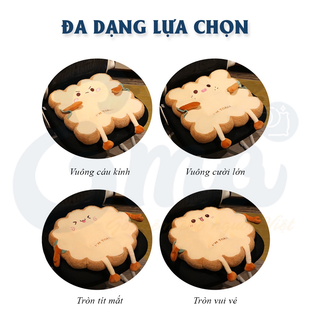 Đệm lót ghế văn phòng, đệm ngồi bệt kiểu Nhật hình bánh mỳ I'm Toast - Kích thước 40x40cm - Hàng nhập khẩu