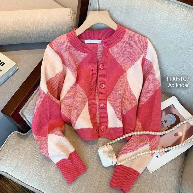 Áo khoác len cardigan trám hồng hàng tuồn