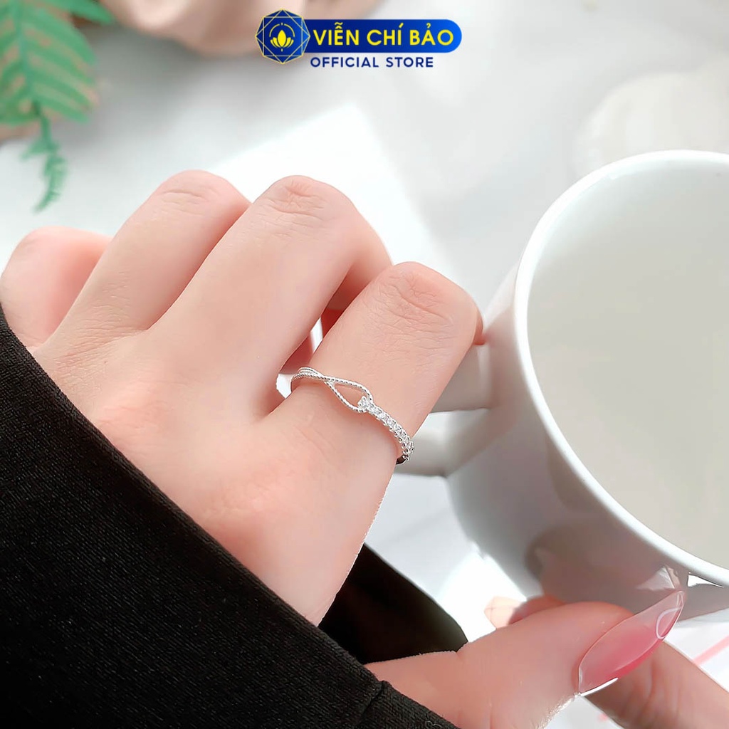 Nhẫn bạc nữ xoắn nơ đính đá chất liệu bạc 925 thời trang phụ kiện trang sức Viễn Chí Bảo N400864