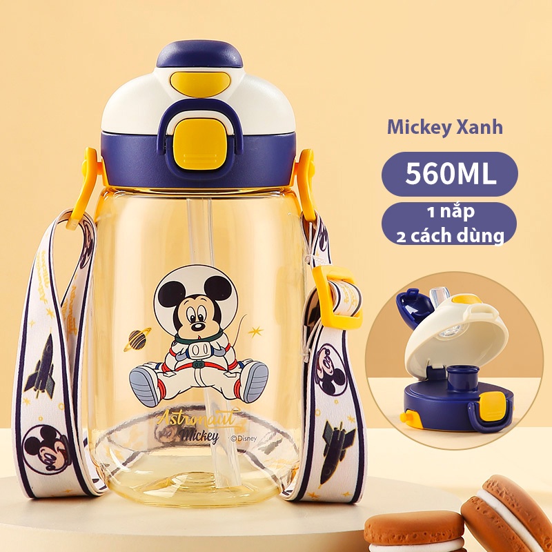 (Sẵn Hàng) Bình Nước DI.SNEY, 1 nắp 2 cách uống,Bình nước hoạt hình dễ thương,xinh xắn cho bé đi học,có dây đeo tiện lợi