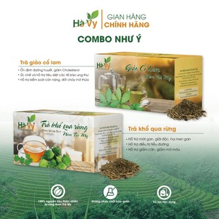 Combo trà giảo cổ lam & trà khổ qua rừng nam trà my hà vy hỗ trợ giảm cân, trị mất ngủ hiệu quả