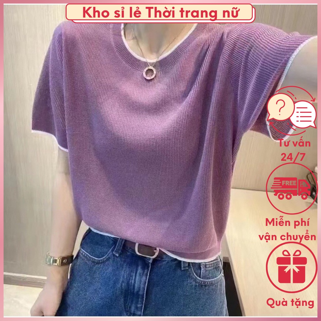0199. ÁO LEN VIỀN CỔ TRÒN BASIC (hàng có sẵn)