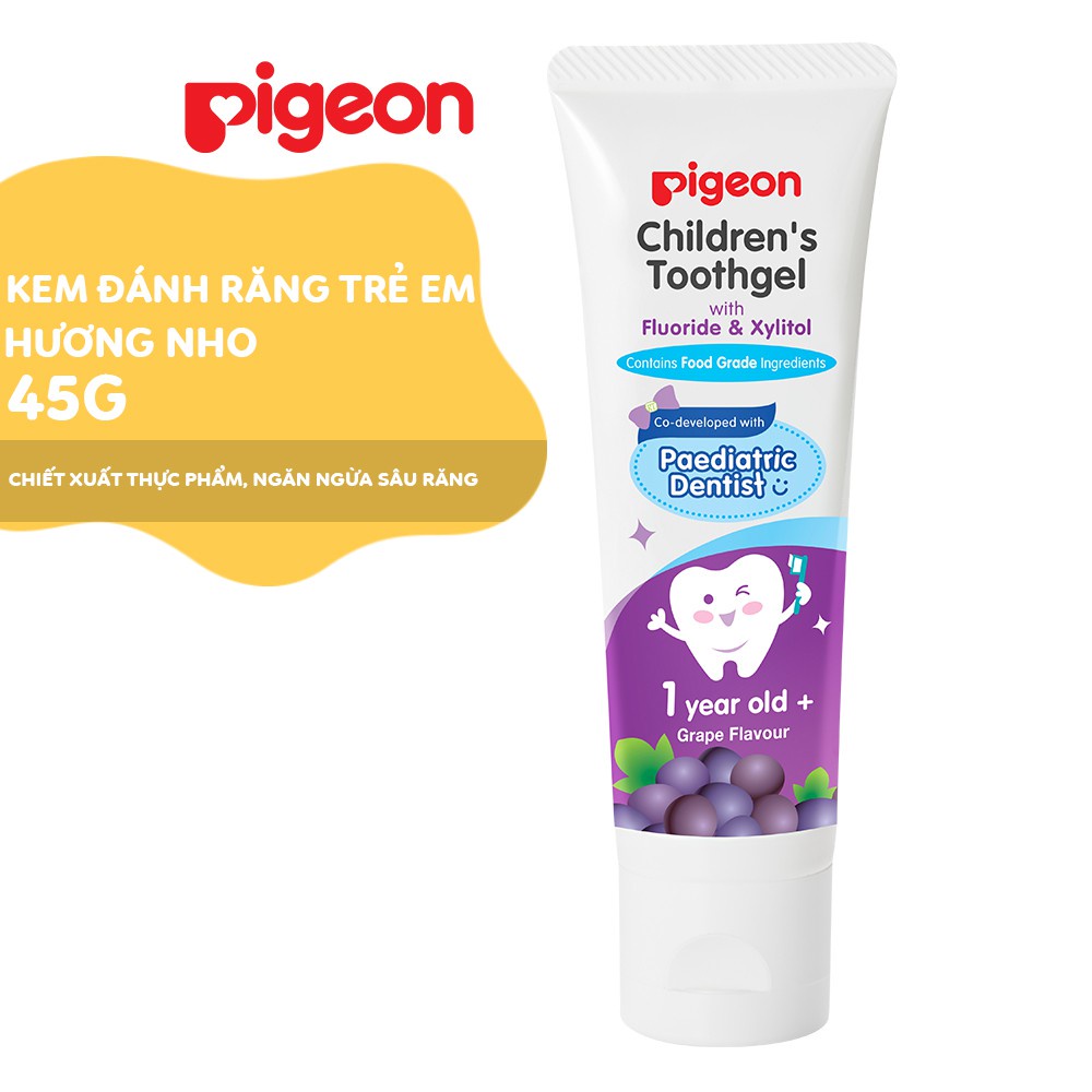 Kem đánh răng cho bé Pigeon 45g - Hương Nho/ Hương Tự nhiên