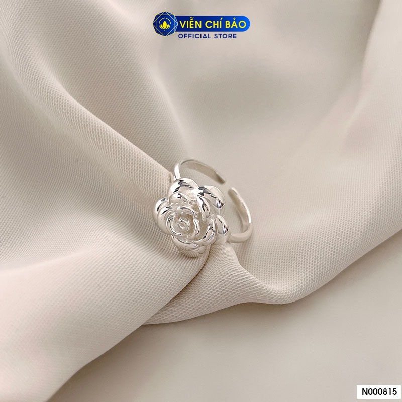Nhẫn bạc nữ hoa hồng trắng chất liệu bạc 925 thời trang phụ kiện trang sức Viễn Chí Bảo N000815