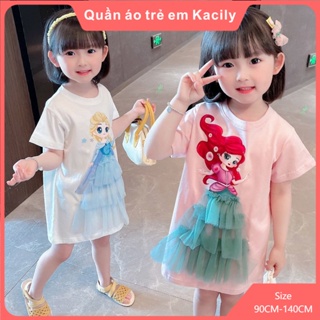 Kacilyđầm bé gái Váy ngắn cho bé gái 1-9 tuổi Váy công chúa Elsa váy trẻ em