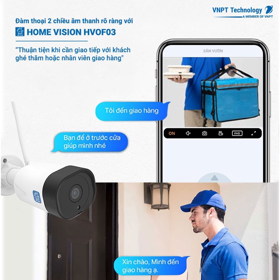 Camera ngoài trời Home Vision VNPT Technology HVOF03 chuẩn chống nước tặng kèm thẻ nhớ hàng chính hãng