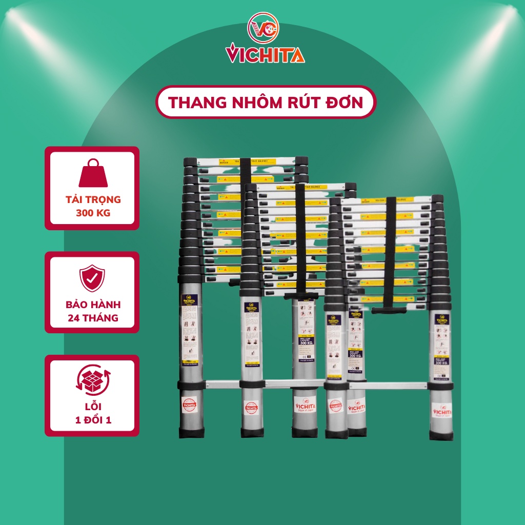 Thang Nhôm Rút 3,8M - 4,4M - 5,4M VICHITA - Bảo Hành 2 Năm