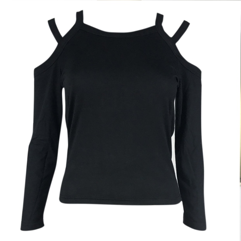 Áo Croptop Dệt Kim Tay Dài Hở Vai Dáng Ôm Thời Trang Quyến Rũ Cho Nữ