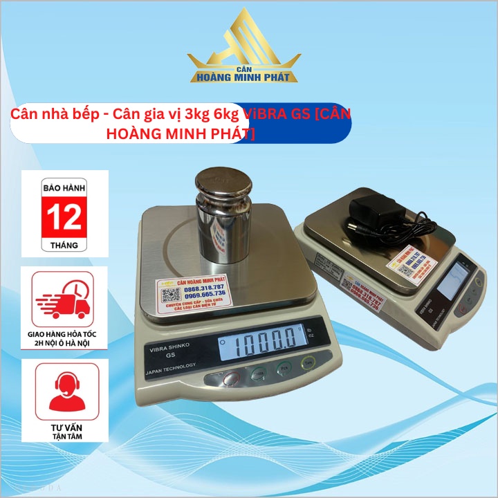 CÂN ĐIỆN TỬ Vibra Shinko GS ( 6kg/1gam ) ( 3kg/0.5gam ) CÂN ĐIỆN TỬ DÙNG CHO GIA ĐÌNH, NHÀ HÀNG [ CÂN HOÀNG MINH PHÁT ]