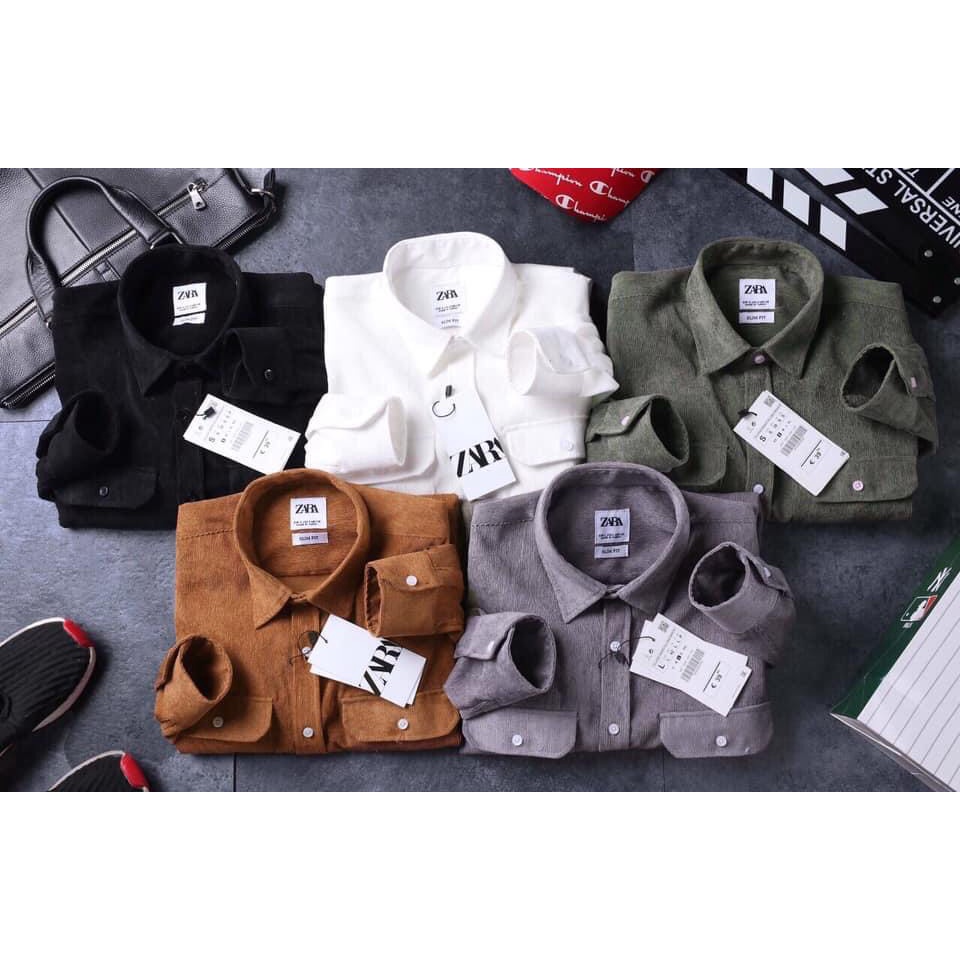 Áo sơ mi kaki nam tay dài túi hộp 2 màu Zara - King’s Store