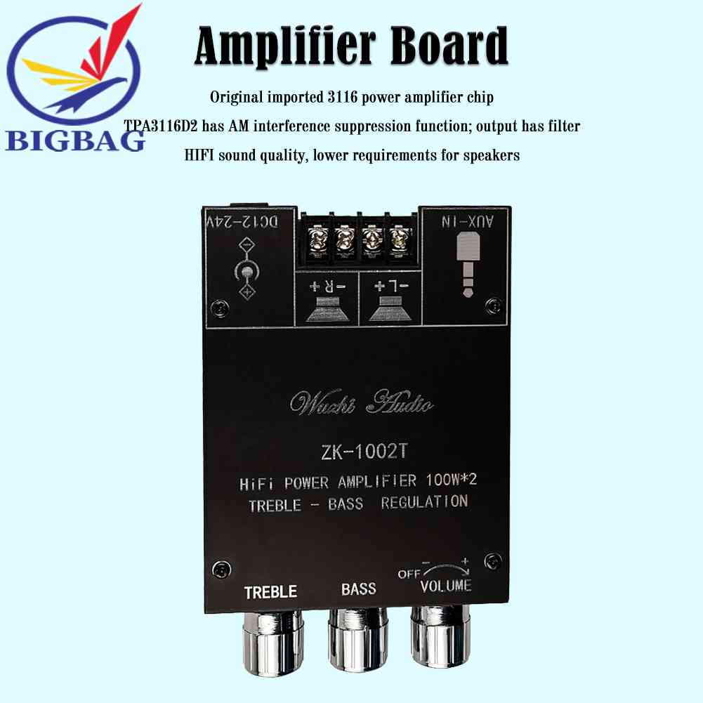 Bảng Mạch Khuếch Đại Âm Thanh ZK-1002T HIFI 2.0 Kênh 100Wx2 Chuyên Dụng
