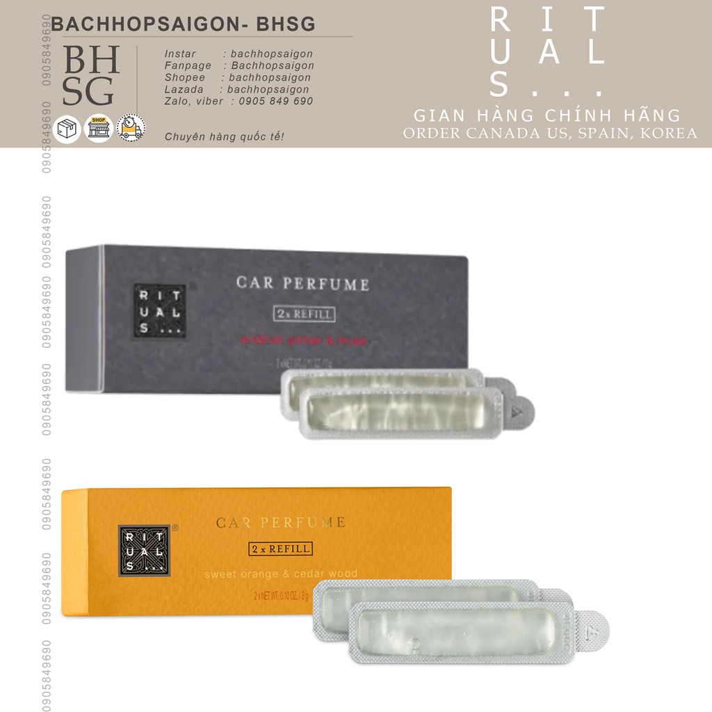 Refill Sáp thơm ô tô kẹp cửa gió rituals car perfumes - lõi nạp lại