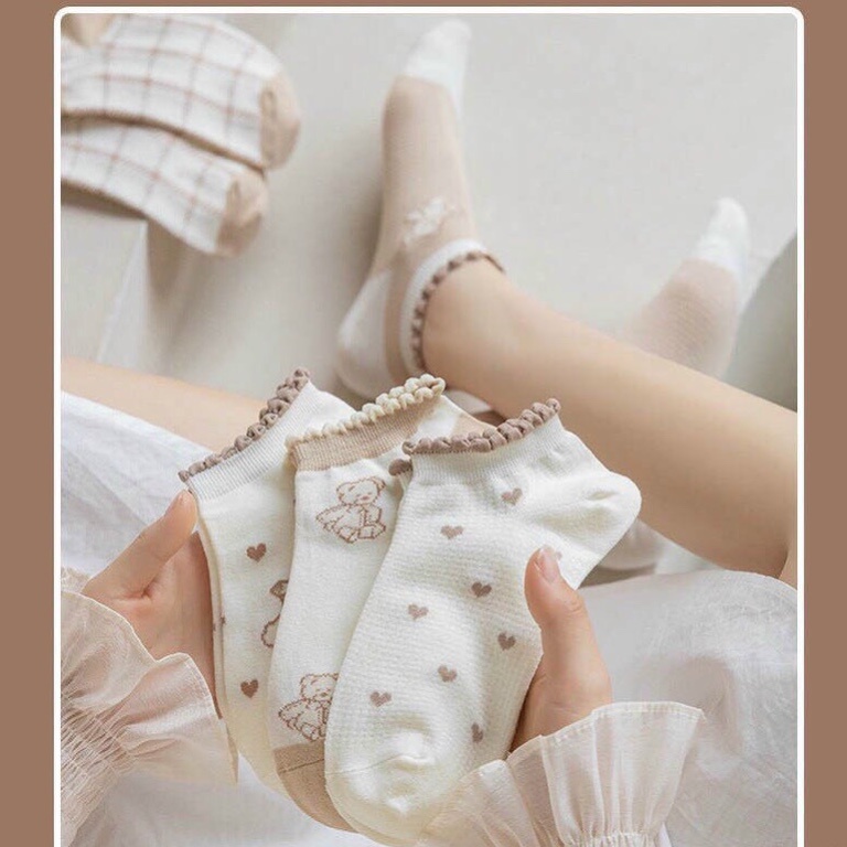 Tất nữ cổ thấp set 5 đôi cute vớ họa tiết dễ thương thời trang hàn quốc - ST01
