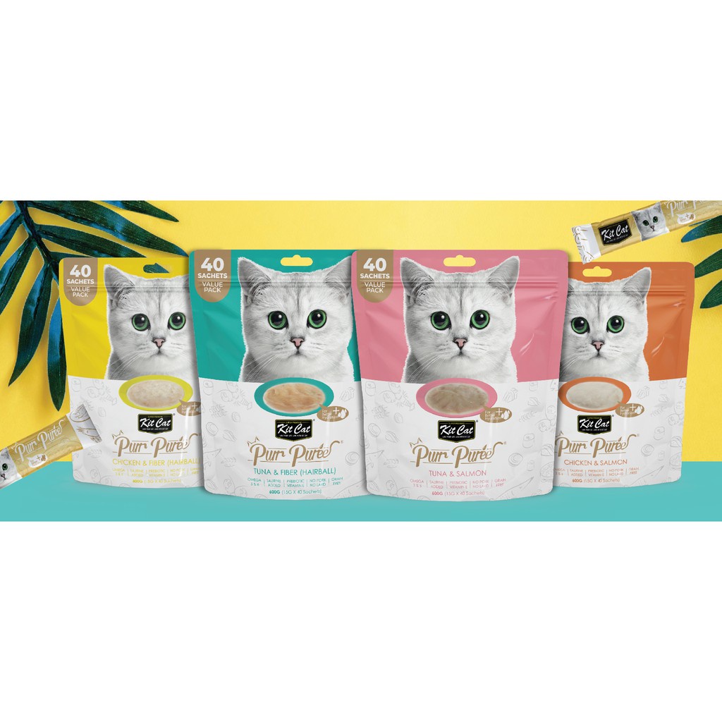 Súp thưởng cho mèo Kitcat purr puree gói lớn 40 thanh *15g date ngắn