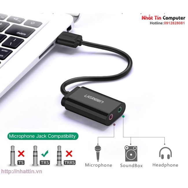 Card sound USB 2.0 to 3.5mm chính hãng Ugreen 30724 cao cấp