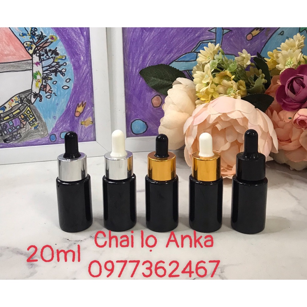 Chai lọ nhựa đựng serum CHAI PET 20ml ĐEN đầu bóp