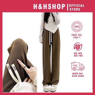 Quần culottes quần ống rộng nữ chất nỉ tăm cao cấp loại 1 dài 100cm cạp chun dây rút - H&HShop