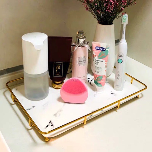 Khay Đựng Đồ Phòng Tắm Gốm Sứ Hình Chữ Nhật, Đựng Mĩ Phẩm Decor Nhà Tắm Khách Sạn