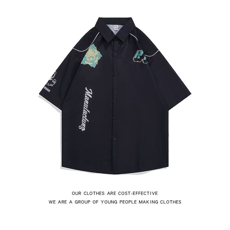Áo Sơ Mi Tay Ngắn Dáng Rộng In Họa Tiết Thời Trang Đường Phố Mỹ 2022 Chất Lượng Cao Cho Nam