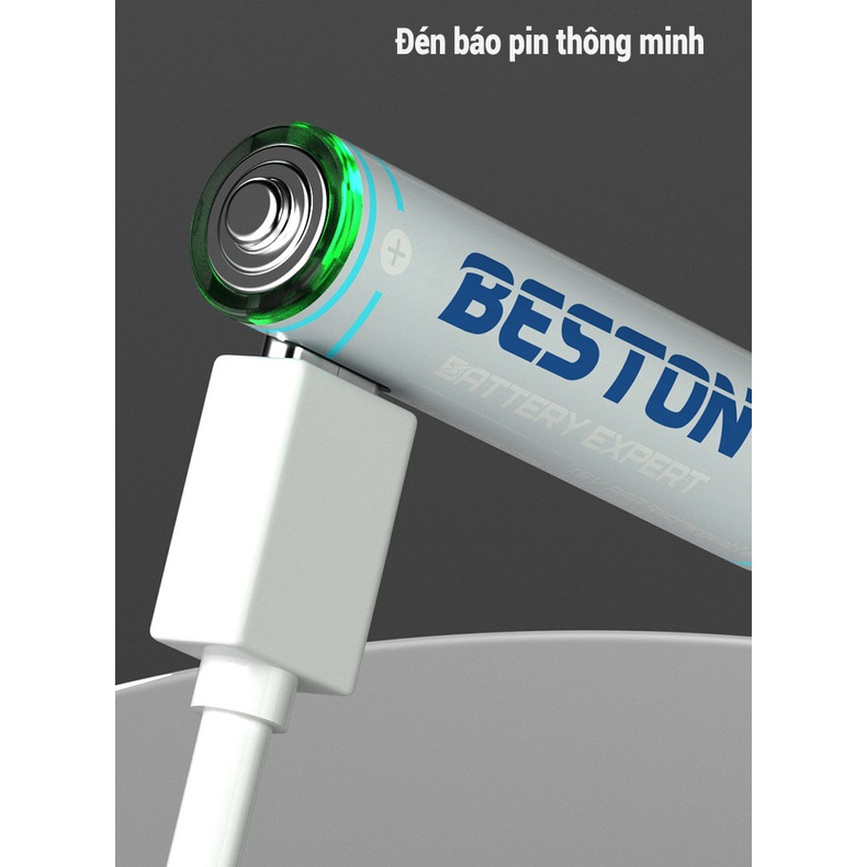 Pin Sạc AAA 1.5V USB Type-C Lithium Beston Dùng Cho Remote, Máy Đo Huyết Áp, Máy Hút Sữa, Micro, Chuột máy tính