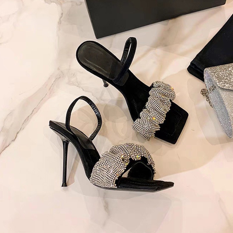 Sandal quai nhũ đá  hàng cao cấp gót cao 10cm.