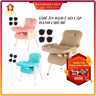 Ghế ăn dặm, ghế ăn dặm cho bé, ghế ăn dặm cao cấp đa chức năng có đệm kèm chân sắt và bánh xe tiện lợi cho mẹ và bé