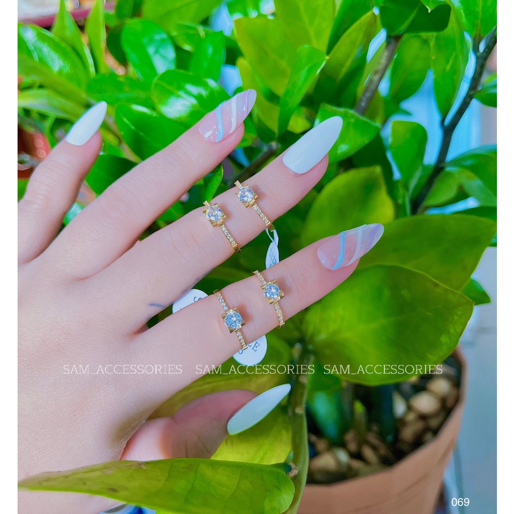Nhẫn titan đá vuông siêu cưng