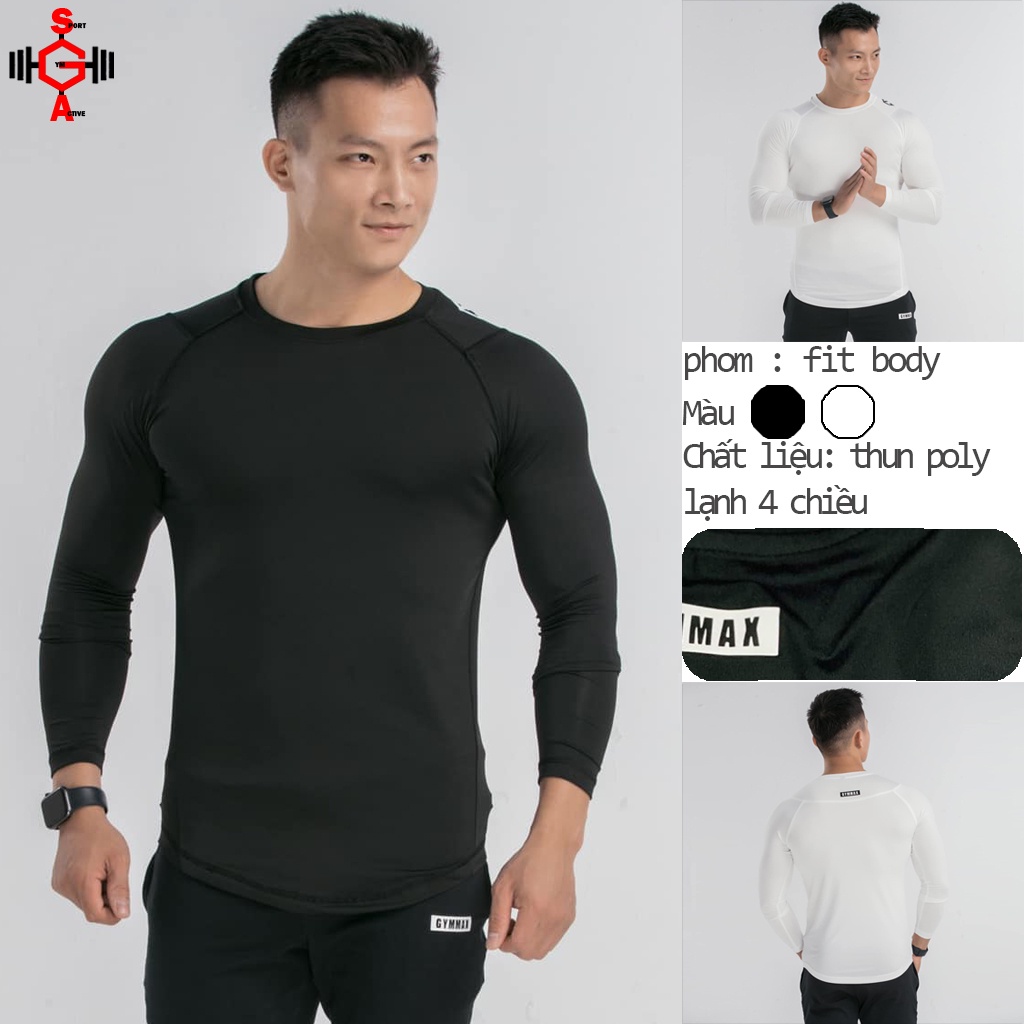 Áo thun nam dài tay thể thao tập gym đi chơi áo giữ nhiệt phom ôm tốn dáng long sleeve t shirt Gym Max chính hãng