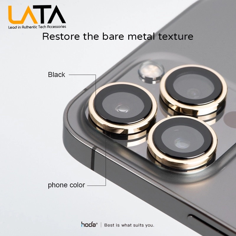 Miếng dán bảo vệ camera HODA Sapphire v.2 cho iPhone 13 Pro và 13 Pro Max  - có khung trợ dán