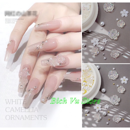 Hoa trong suốt trang trí móng