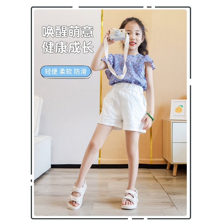 Sandal trần trám đính logo cho bé gái đi chơi đi học phong cách Hàn Quốc da PU siêu mềm êm chân XD-101 (sz24-sz37)