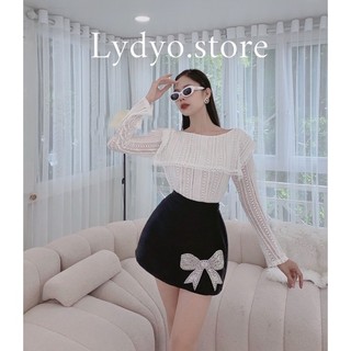 Set áo ren, chân váy đính đá thiết kế