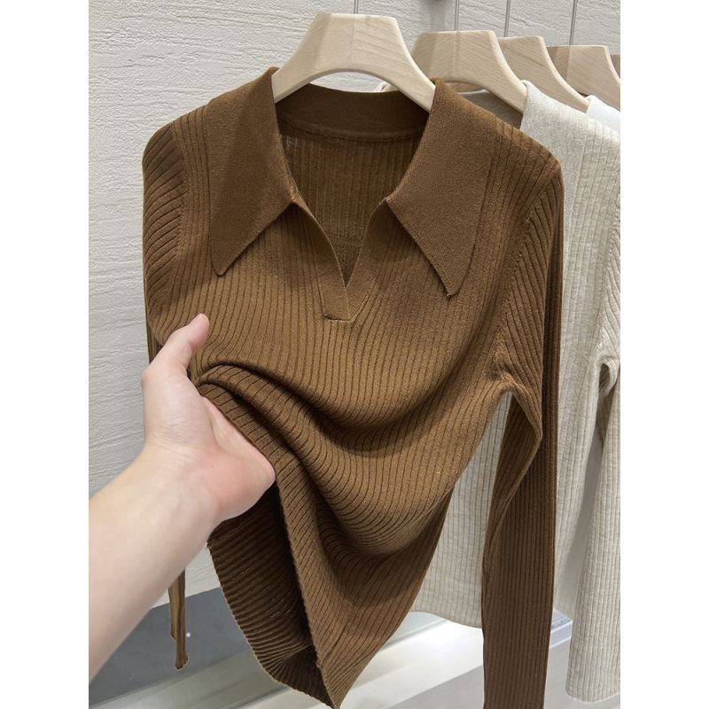 Áo POLO Dệt Kim Tay Dài Thời Trang Dành Cho Nữ