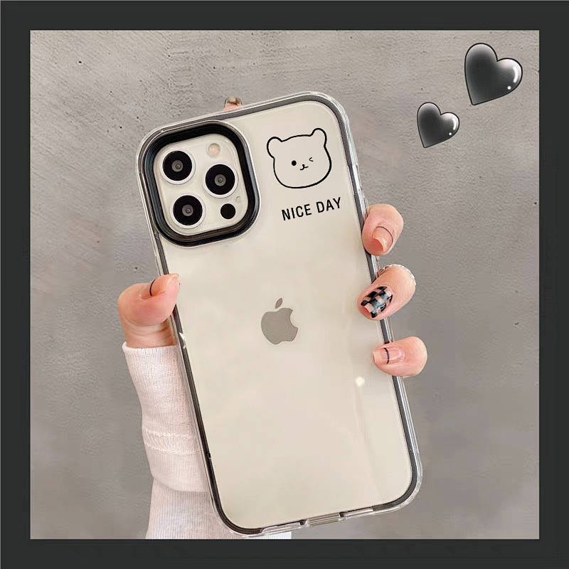 Ốp điện thoại trong suốt hình gấu / thỏ 3 trong 1 thích hợp cho Iphone 13 12pro 11promax
