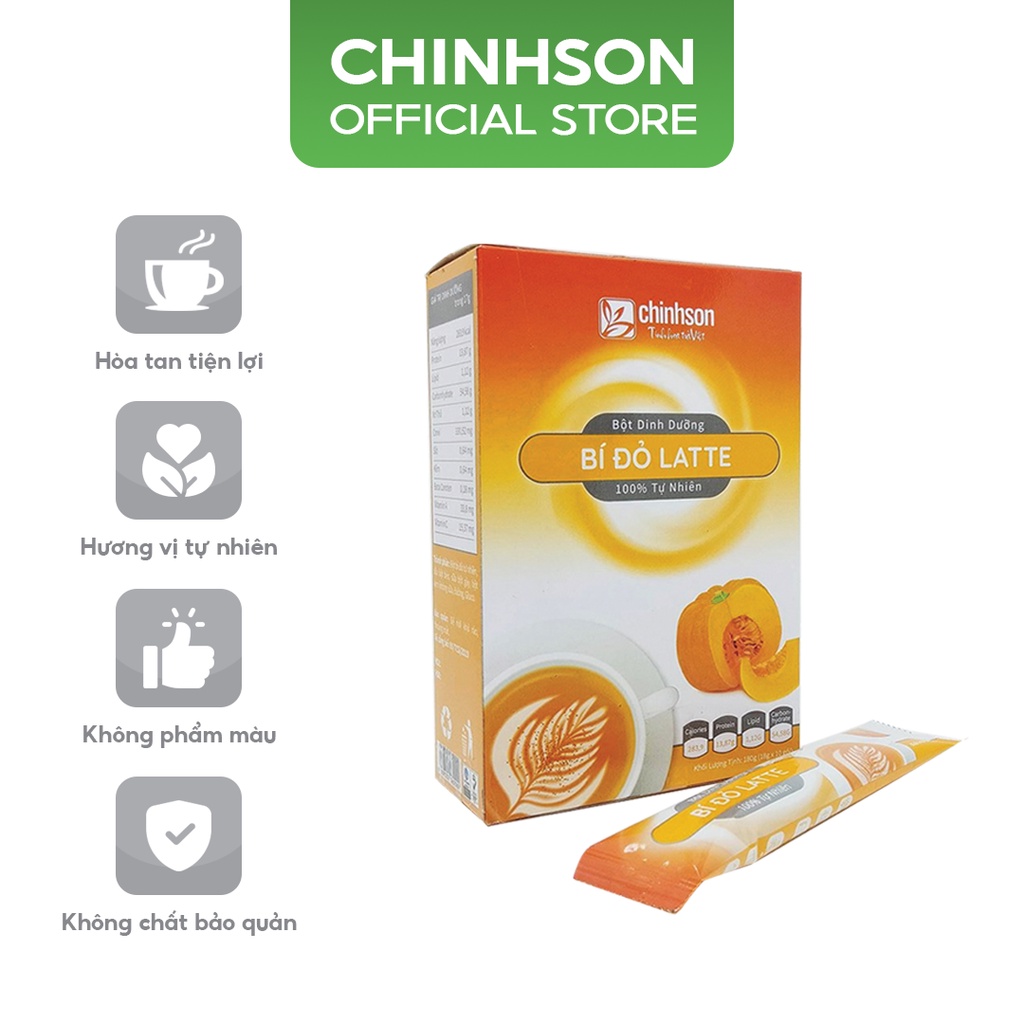 Bột Bí Đỏ Latte Chính Sơn hòa tan uống liền [18g x 10 Gói]