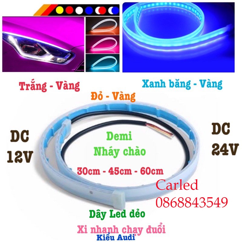 Bộ đèn 2 dây led mí mắt Audi chạy đuổi 2 in 1 30cm 45cm 60cm