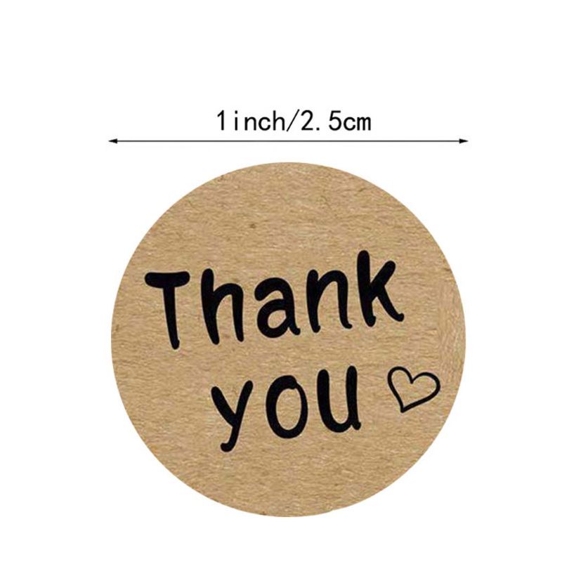 Set 500 Sticker Tròn In Chữ thank you Dán Trang Trí Đa Dụng
