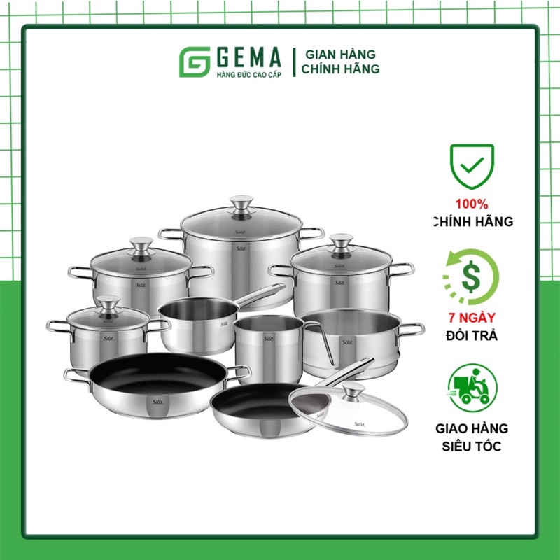 Bộ nồi Silit Pisa 10 món nhập khẩu Đức chất liệu thép không rỉ cao cấp phù hợp mọi loại bếp