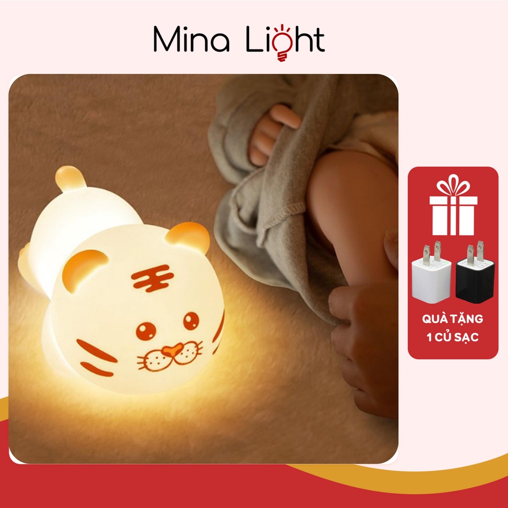 Đèn ngủ silicon để bàn, đèn led trang trí phòng ngủ phòng khách hình các con vật gần gũi và đáng yêu