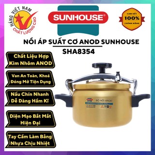 Nồi áp suất cơ sunhouse 3.5l/ 5l/ 6l sha8354 - sha8504 - sha8604