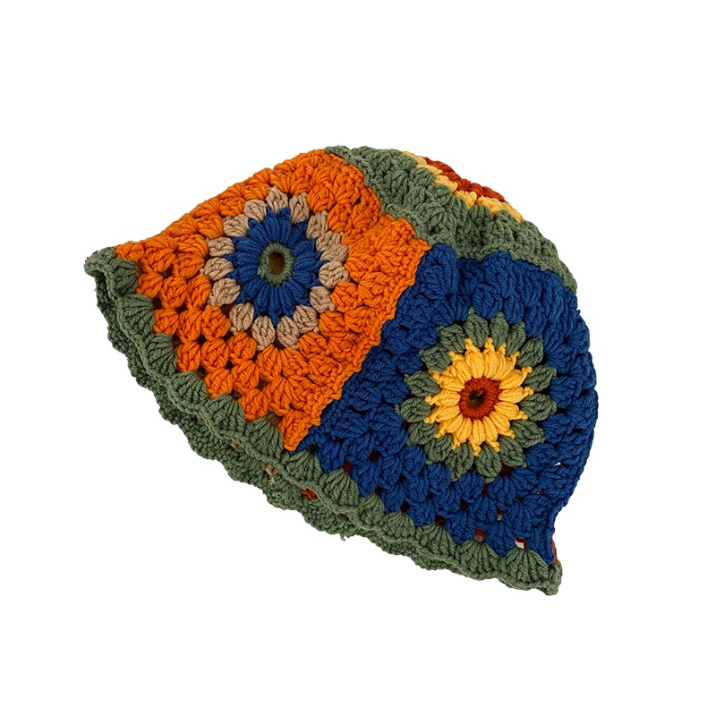 Mũ Bucket Đan Len Họa Tiết Hoa Phong Cách Hyuna Nhật Bản Thời Trang Thu Đông Cho Nữ