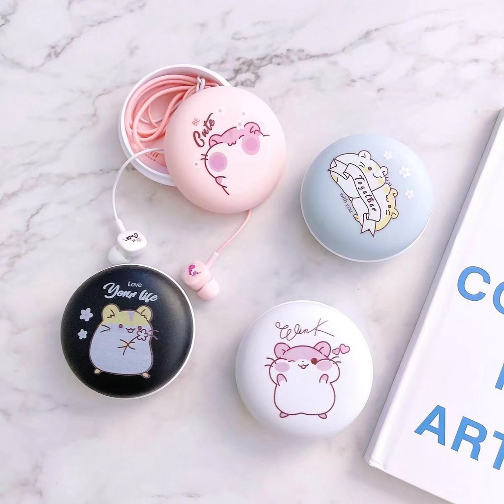 Tai Nghe Nhét Tai Có Dây Họa Tiết Hoạt Hình Dễ Thương Chất Lượng Cao Cho Huawei VIVO OPPO