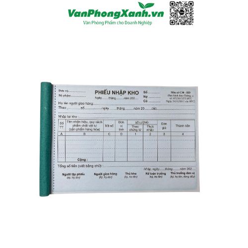 Phiếu Thu, Chi, Xuất, Nhập kho 1 liên A5