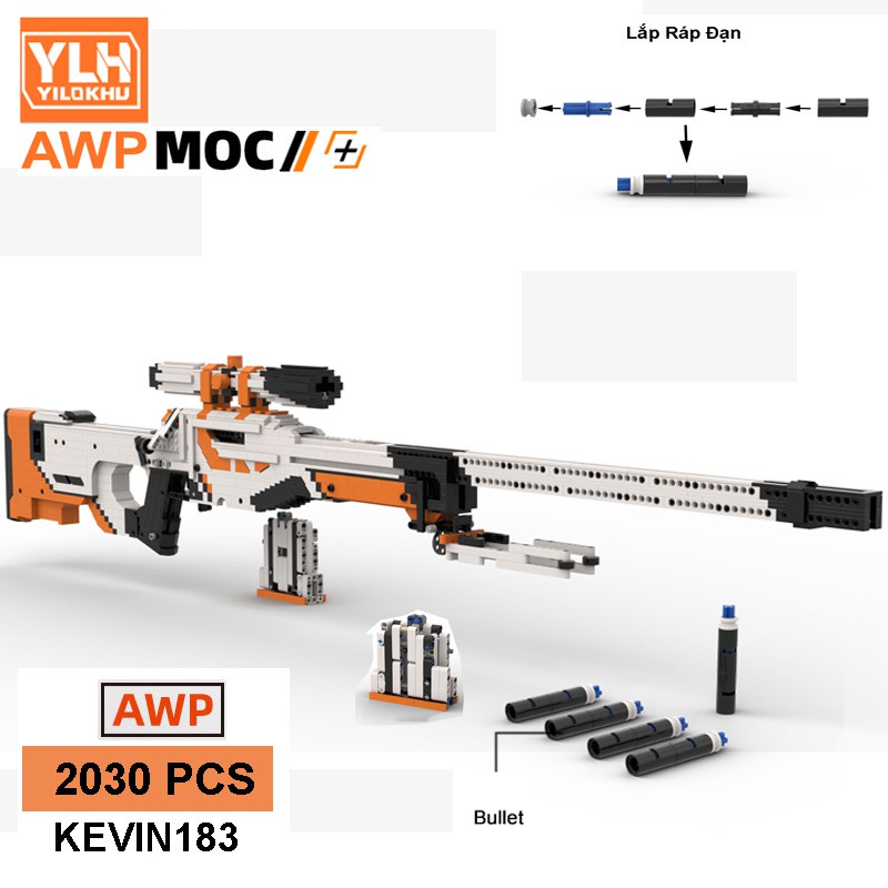 Đồ Chơi Lắp Ghép Lego, Lắp Ráp Mô Hình AWM-AWP Asiimov Kevin183, Lego Lắp Ghép Mô Hình CSGo